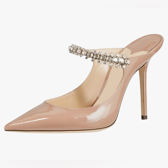 MIRAAZZURRA Shoes Elegant Nude Stiletto Heels With Rhinestone Strap MIRAAZZURRA Shoes Elegant Nude Stiletto Heels With Rhinestone Strap